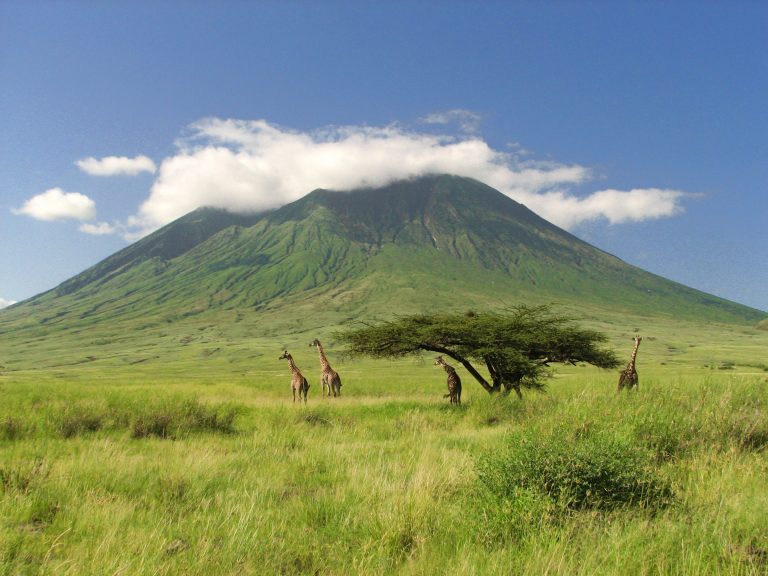 Evening view from Oldonyo Len'gai on an Embark Serengeti safari.