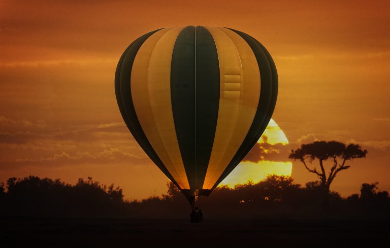 Hot air balloon safari flight in the magnificent setting of the Great Rift Valley in Kenya