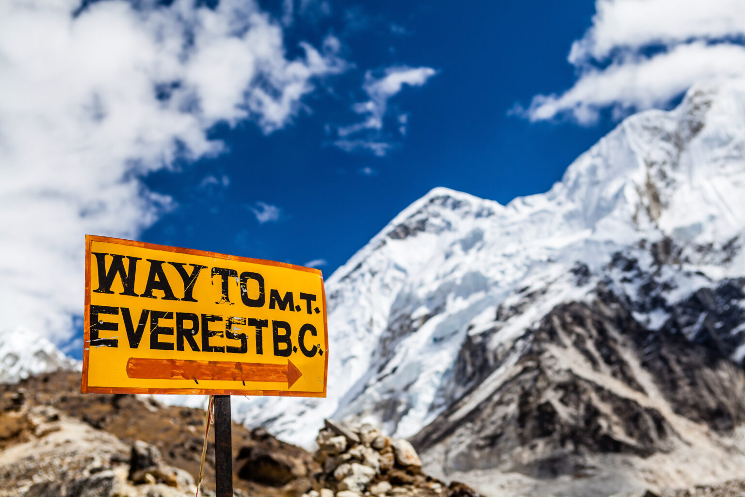 Mount Everest signpost Himalayas