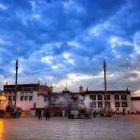 Jokhang monastery at twilight in Lhasa, Tibet