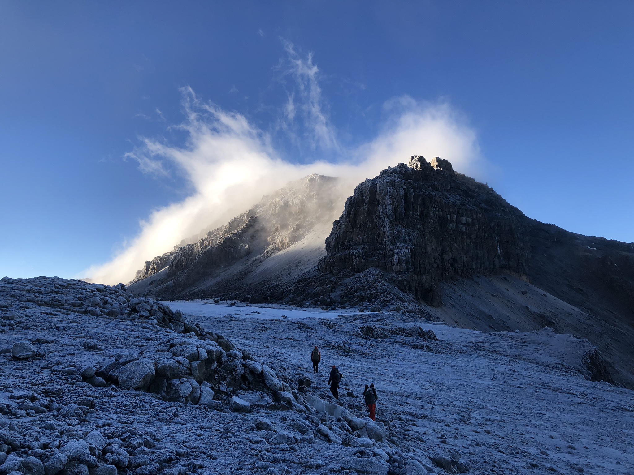 Walking into the crater of Kilimanjaro