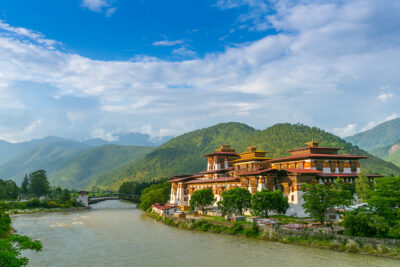 Punakha Dzong Monastery, one of the largest monestary in Asia, P